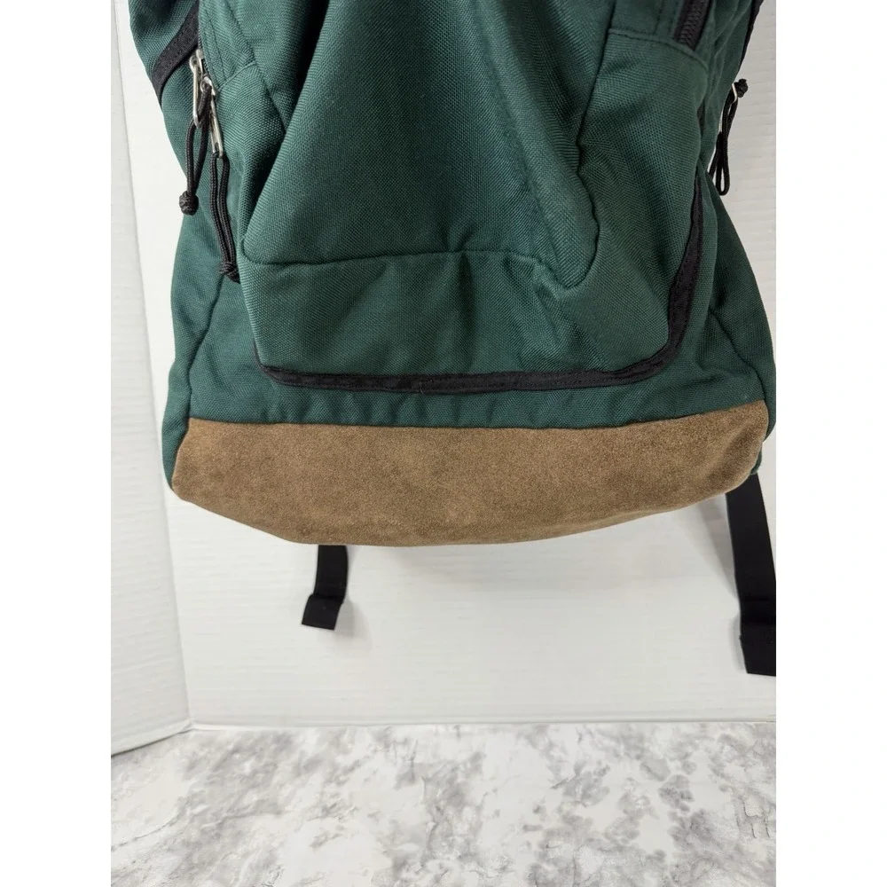Vintage 90s NIKE Green/Brown LEATHER Base BACKPACK Athletic Outdoor Hike Gym Bag